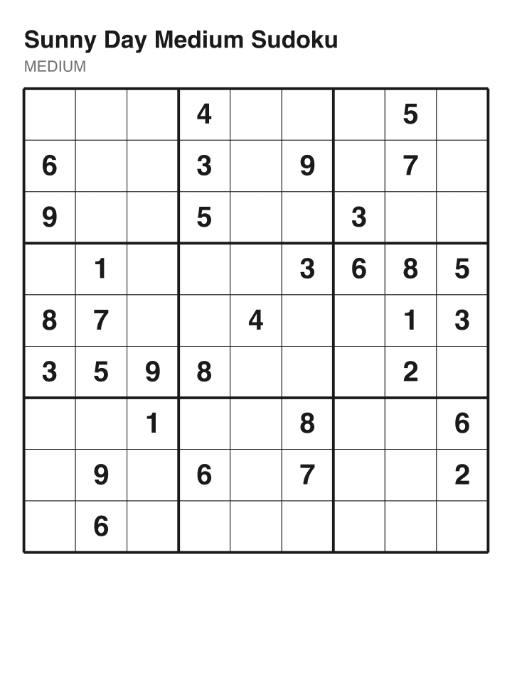 Medium sudoku puzzle, 32 clues
