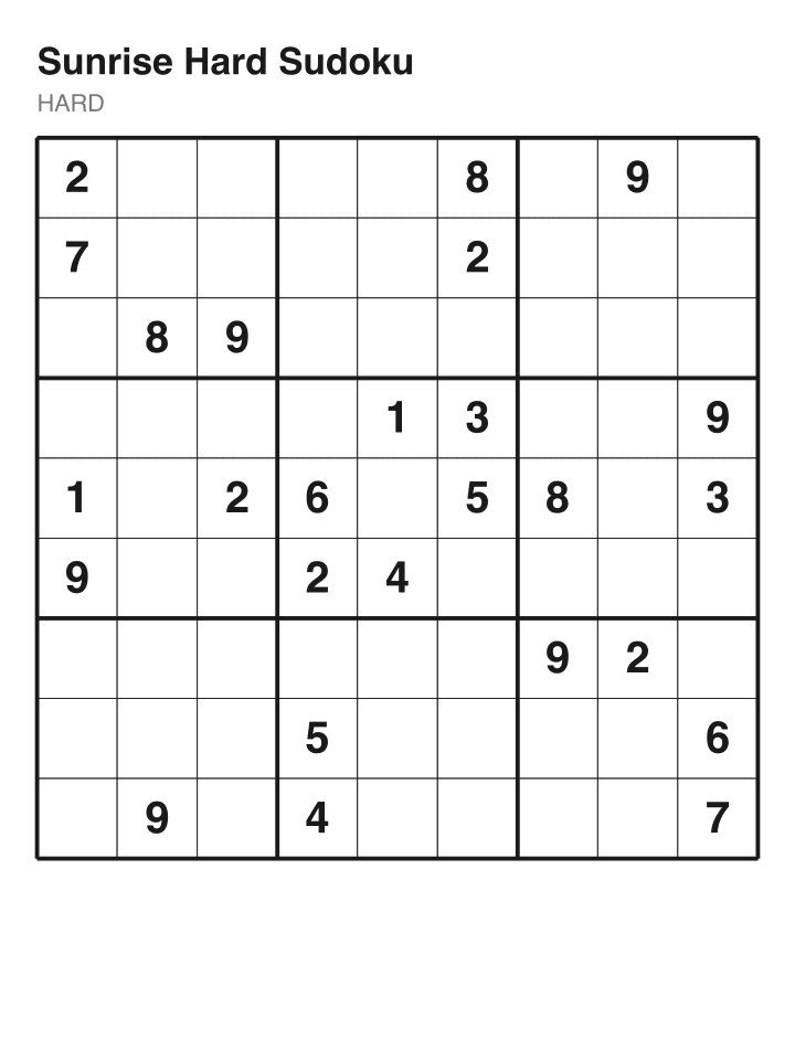 Hard sudoku puzzle, 26 clues