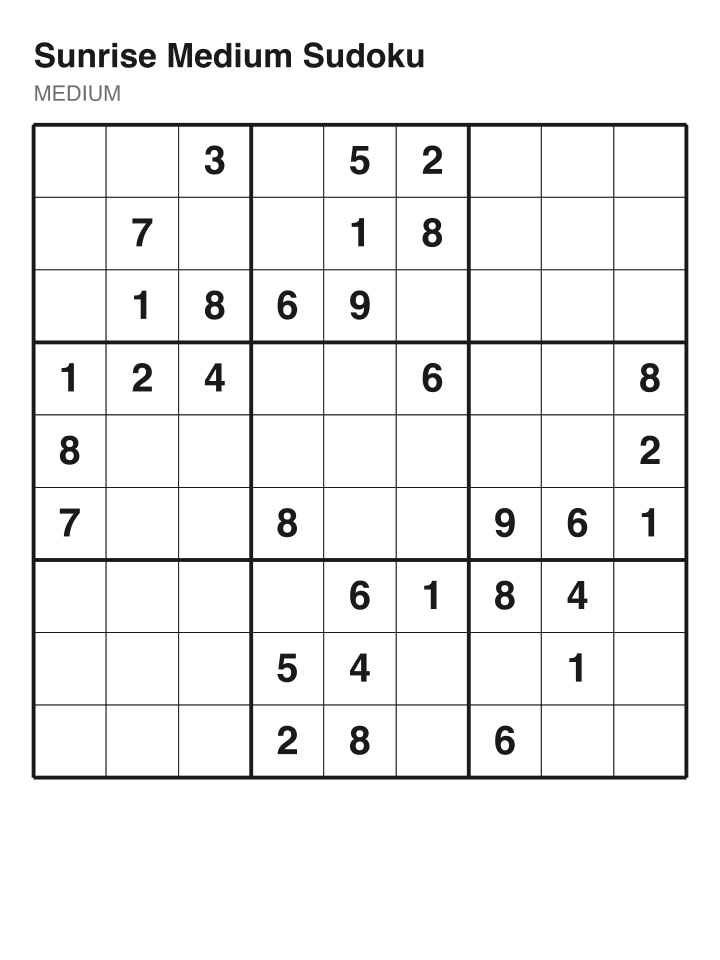 Medium sudoku puzzle, 32 clues