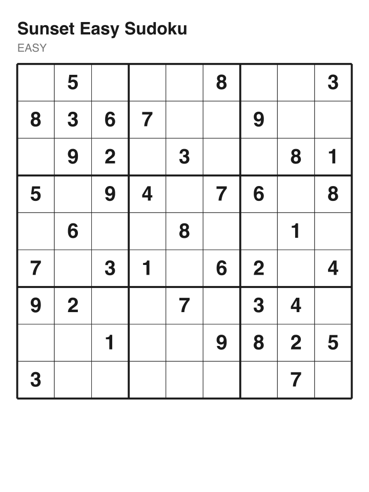 Sunset Easy Sudoku