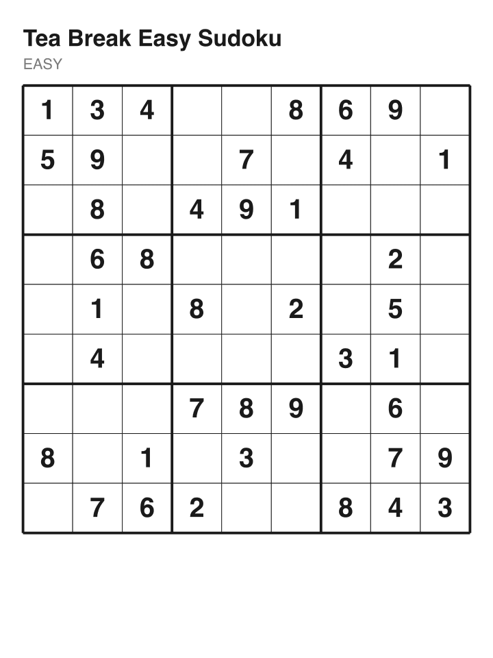 Easy sudoku puzzle, 40 clues