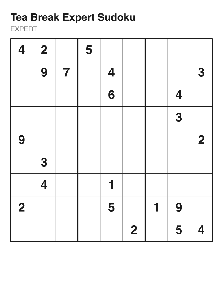 Expert sudoku puzzle, 22 clues