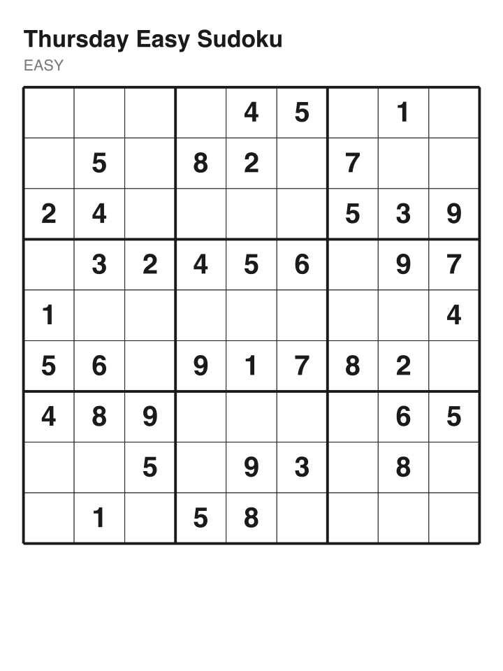 Easy sudoku puzzle, 40 clues