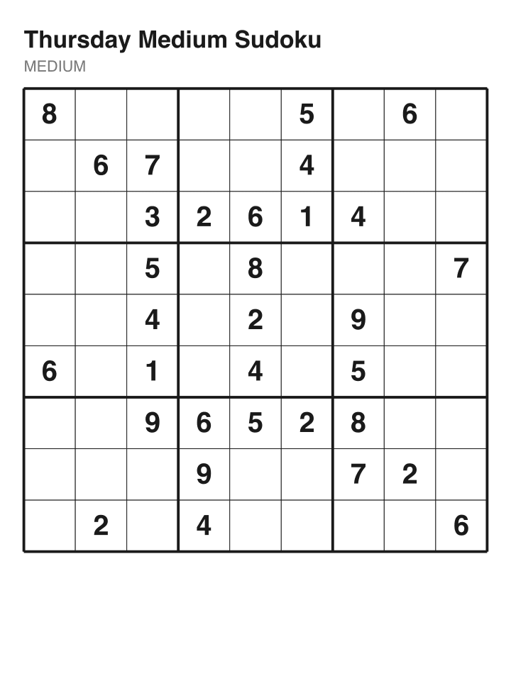 Medium sudoku puzzle, 32 clues