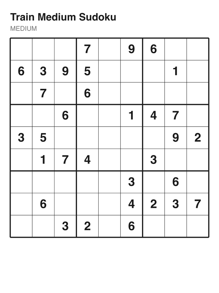 Medium sudoku puzzle, 32 clues