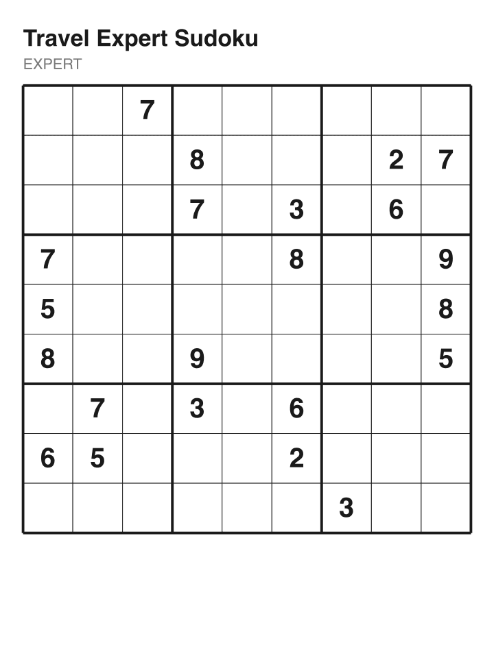 Expert sudoku puzzle, 22 clues