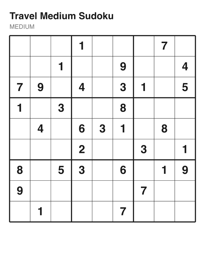 Medium sudoku puzzle, 32 clues