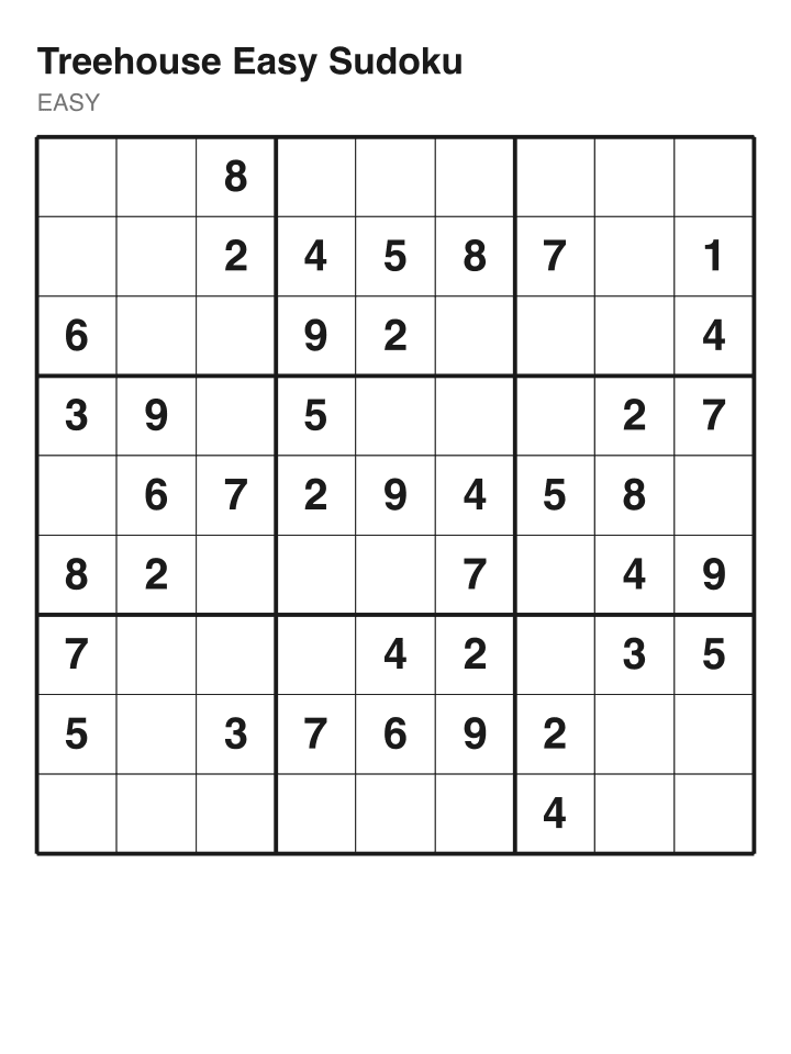 Easy sudoku puzzle, 40 clues