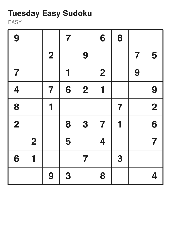 Easy sudoku puzzle, 40 clues