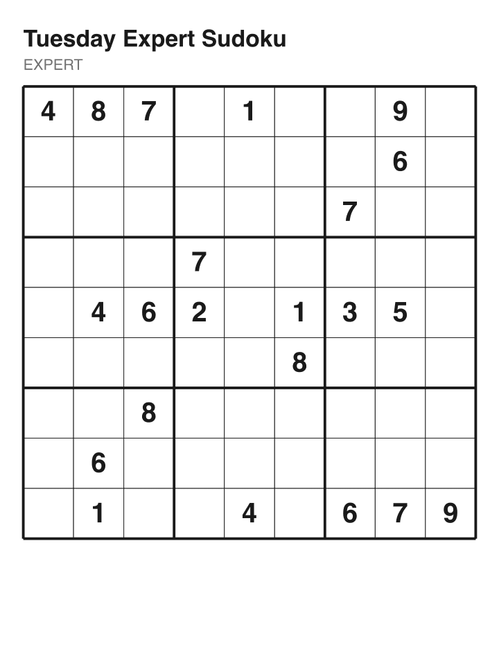 Expert sudoku puzzle, 22 clues