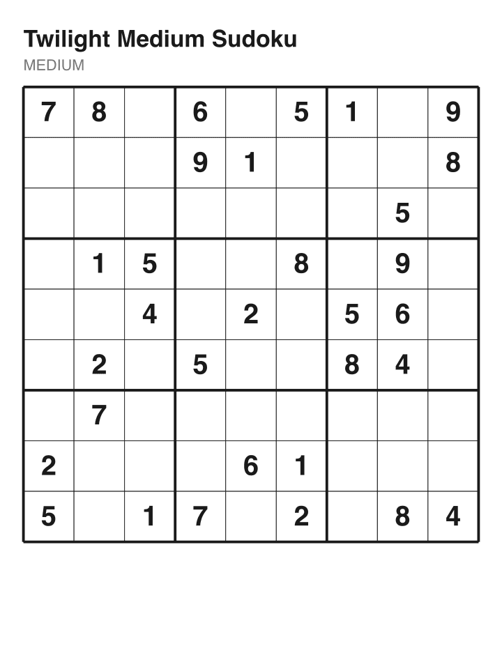 Medium sudoku puzzle, 32 clues