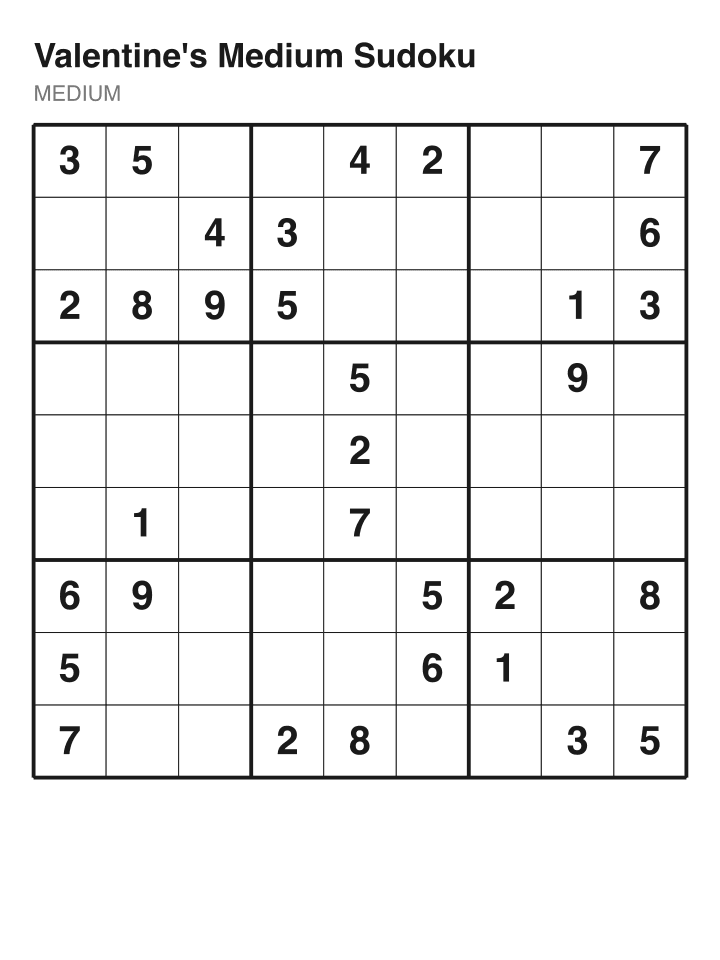 Medium sudoku puzzle, 32 clues