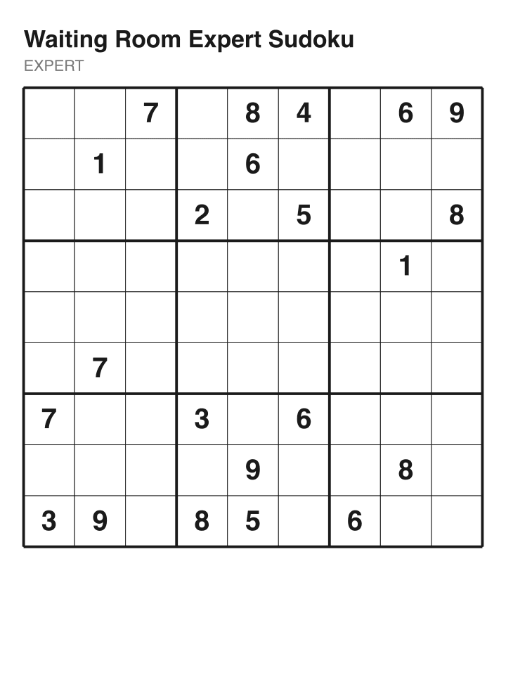 Expert sudoku puzzle, 22 clues