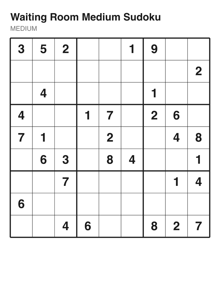 Medium sudoku puzzle, 32 clues
