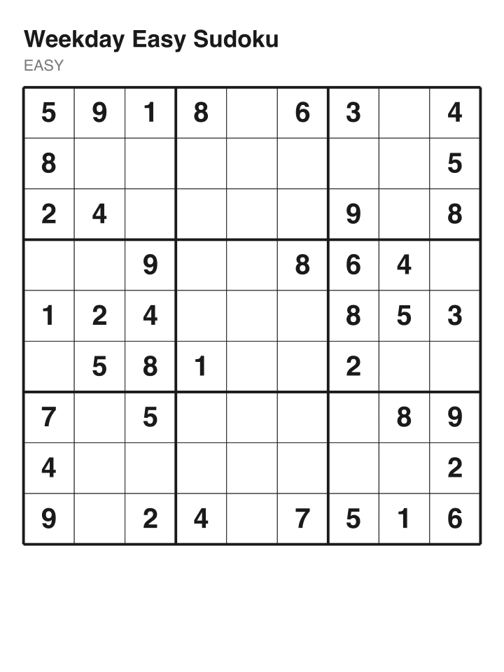 Easy sudoku puzzle, 40 clues