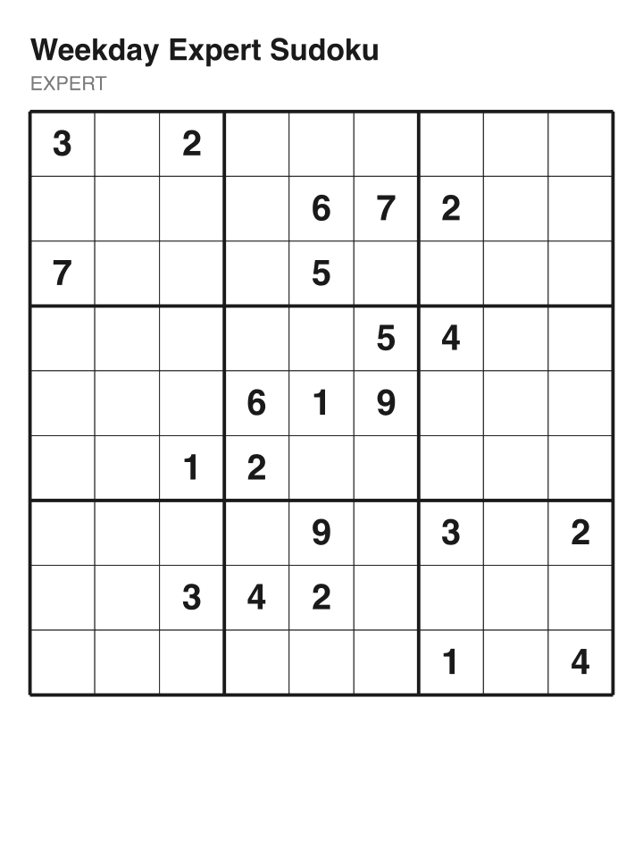 Expert sudoku puzzle, 22 clues