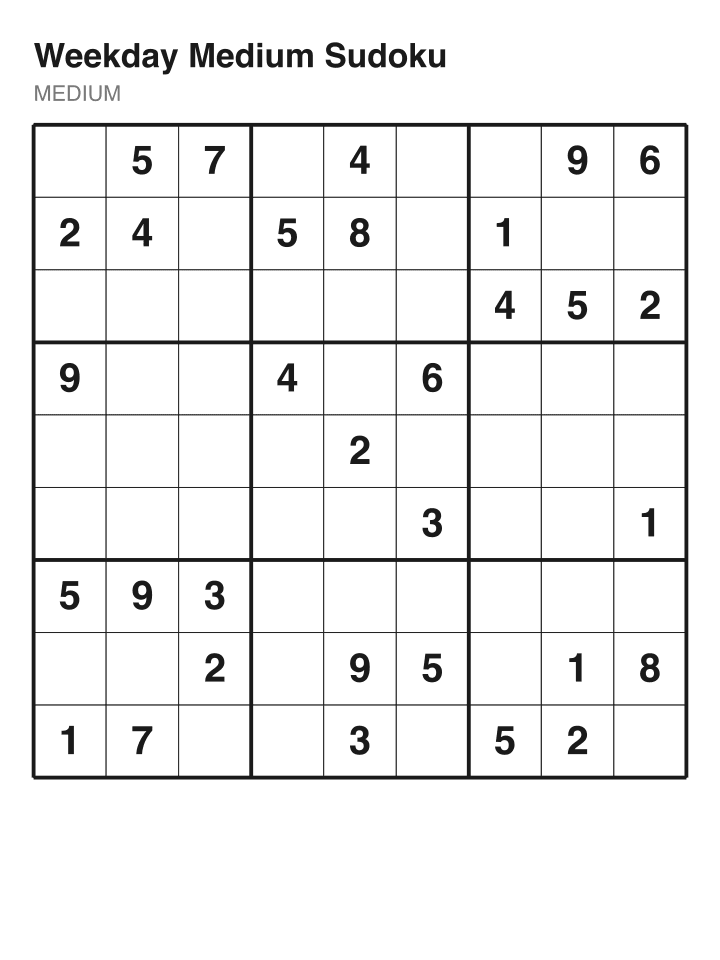 Medium sudoku puzzle, 32 clues