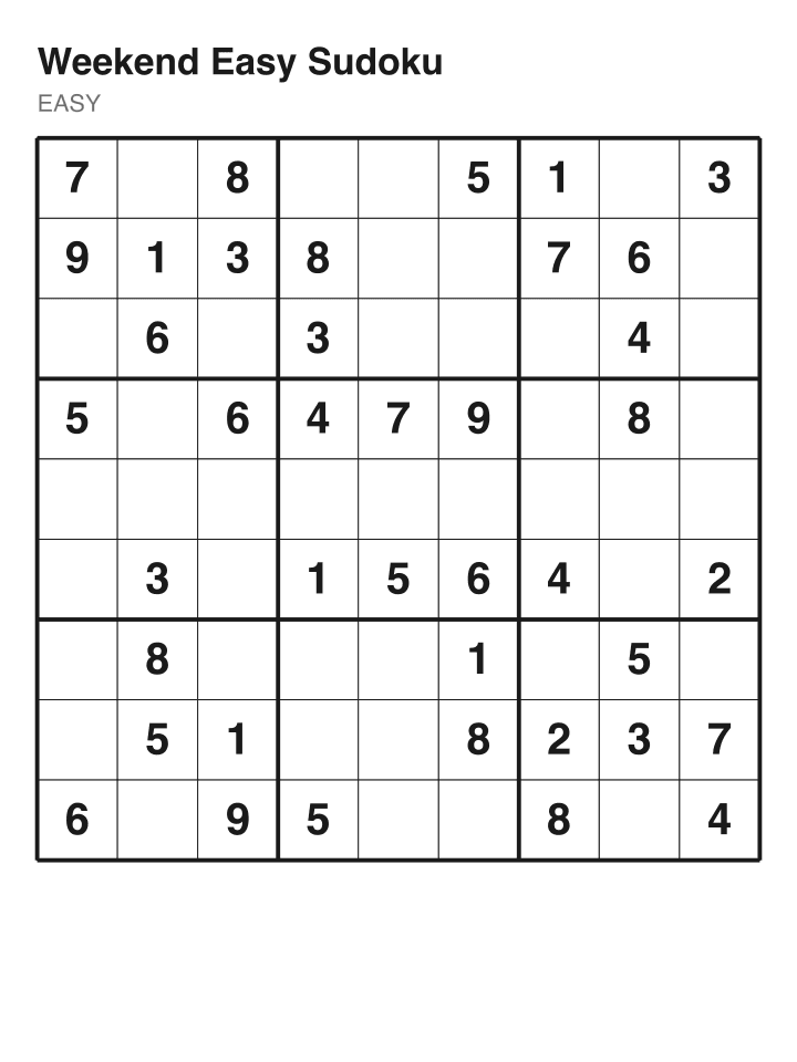 Easy sudoku puzzle, 40 clues
