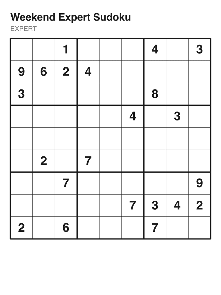 Expert sudoku puzzle, 22 clues