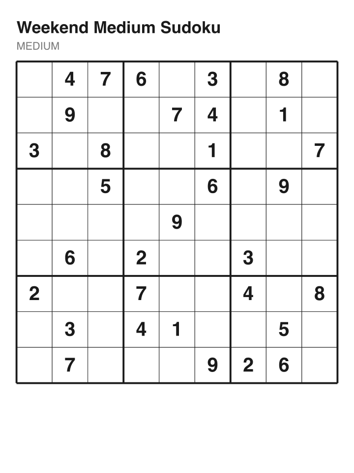 Medium sudoku puzzle, 32 clues