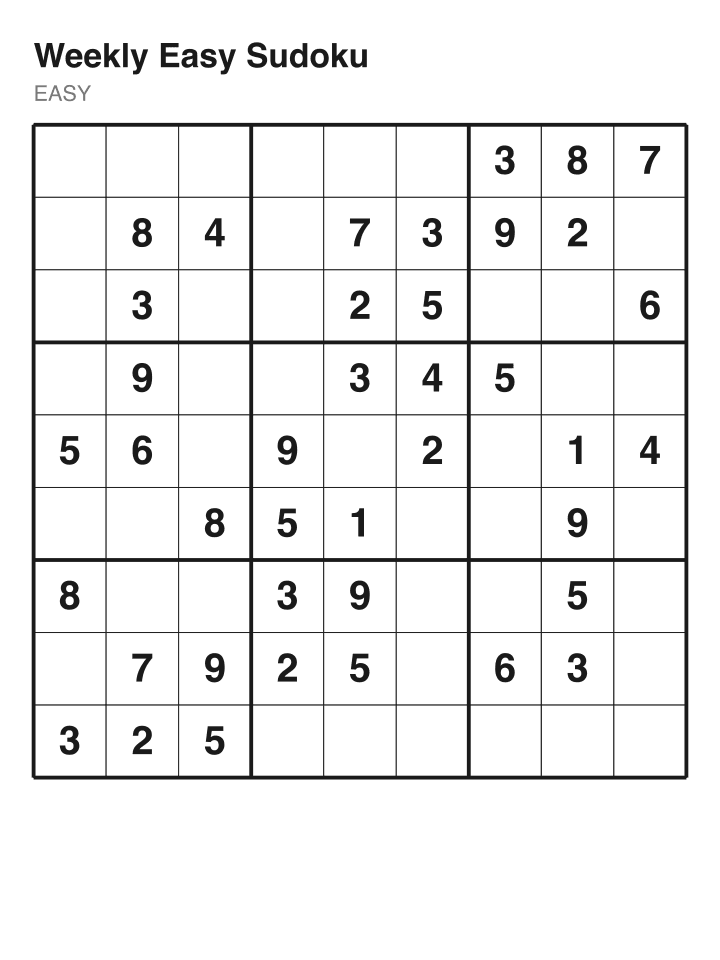 Easy sudoku puzzle, 40 clues