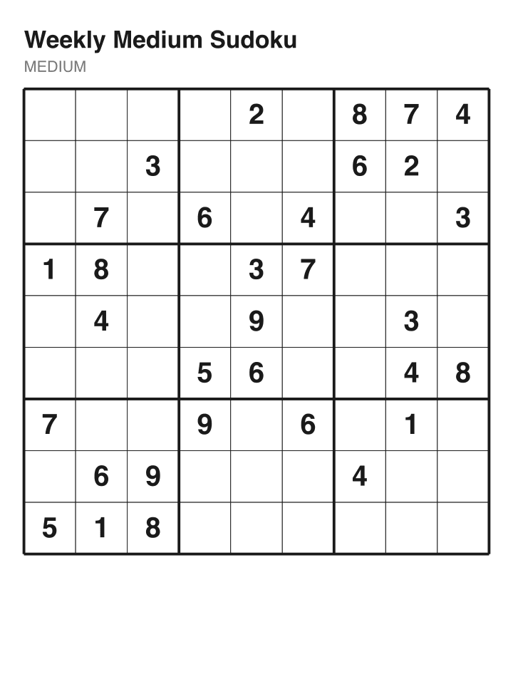 Medium sudoku puzzle, 32 clues