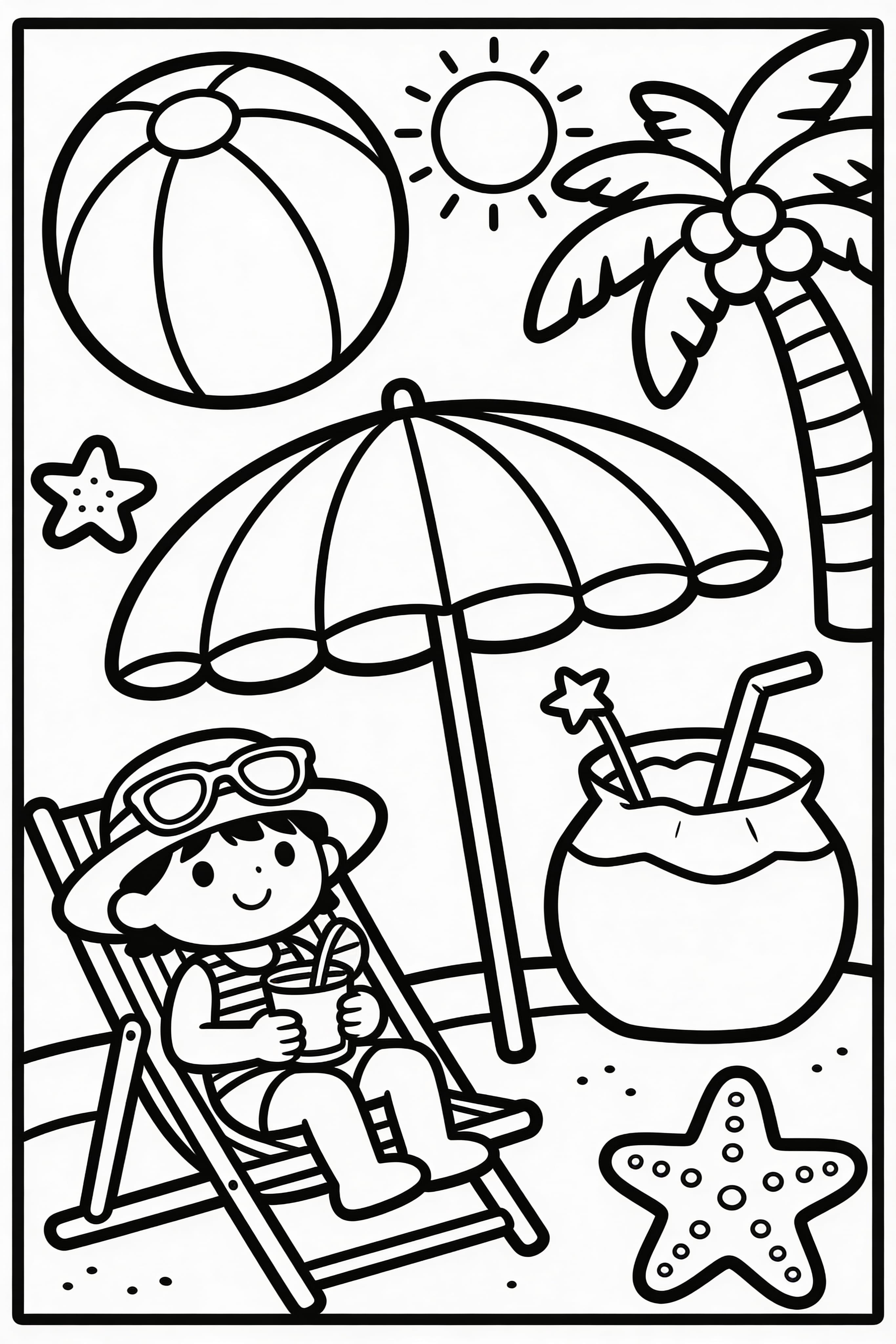 Children coloring a summer holiday scene for Thanksgiving