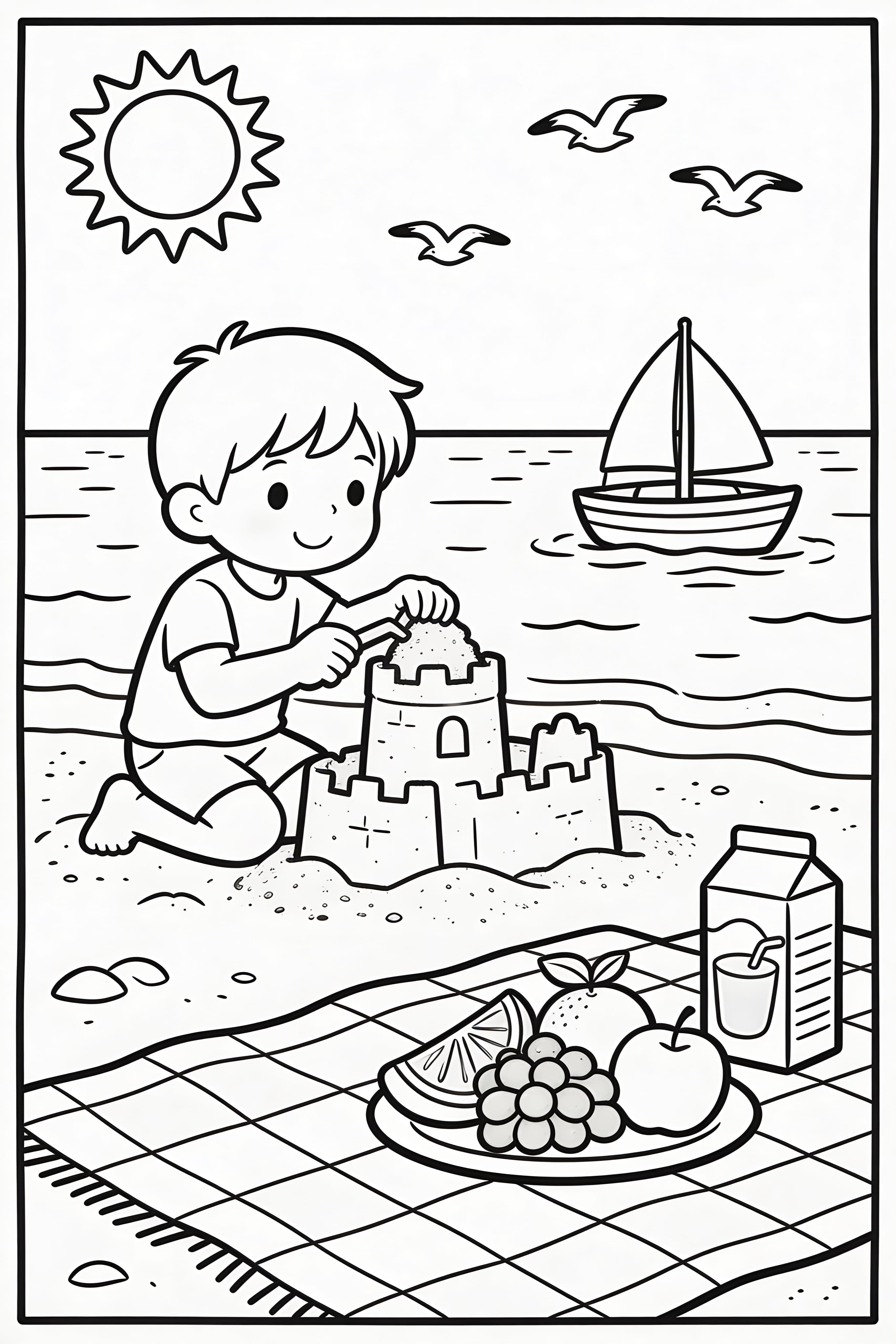 Summer Holiday Coloring Page for Kids