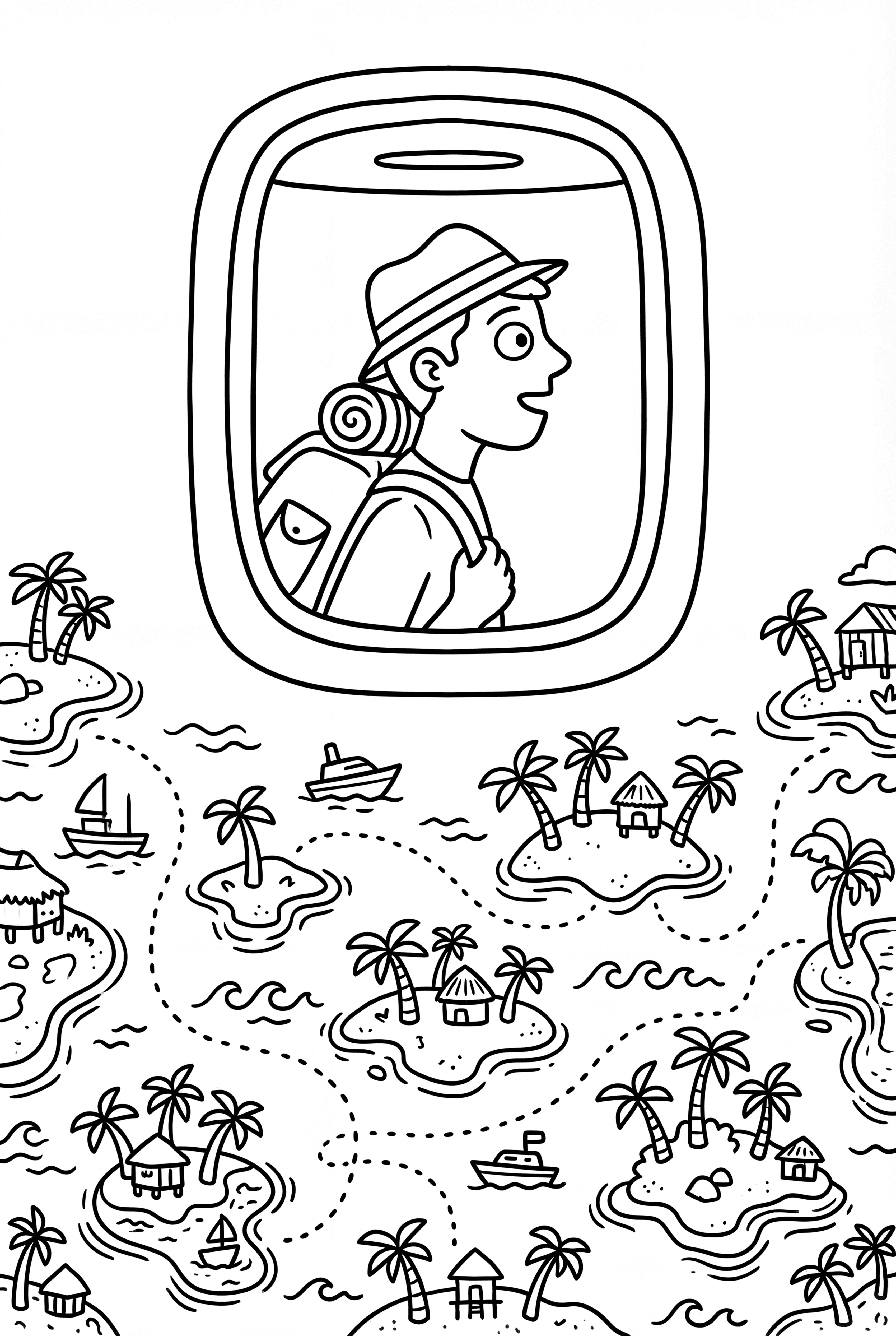 Doodle Traveler Plane Window Coloring Page