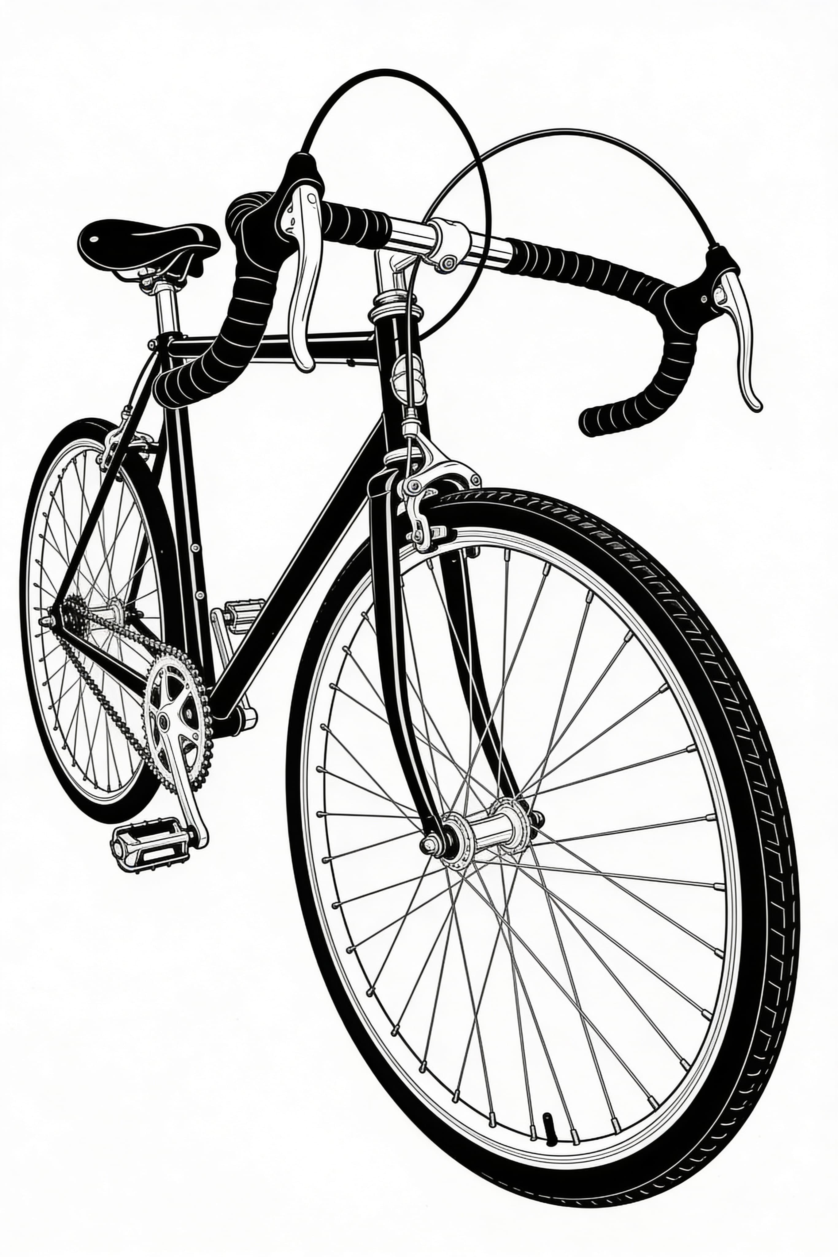 Cool Vintage Racer Bicycle Coloring Page Free